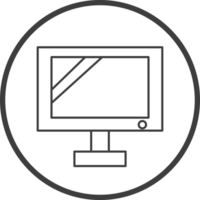 monitor computer icon in line black circle frames, line icon png