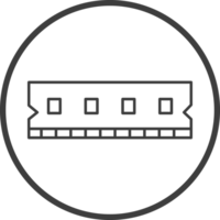 ram computer icon in line black circle frames, line icon png