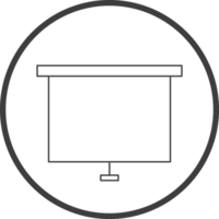 projector screen icon in line black circle frames, line icon png