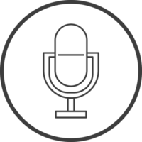 microphone computer icon in line black circle frames, line icon png