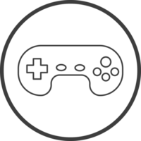console joystick icon in line black circle frames, line icon png