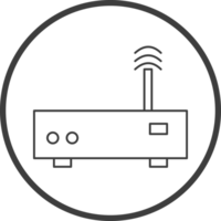 wifi router icon in line black circle frames, line icon png