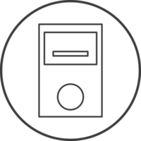 case computer icon in line black circle frames, line icon png