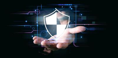 Cybersecurity concept, user privacy security and encryption, secure internet access Future technology and cybernetics, screen padlock. Internet network data protection, anti hacker, cybercrime photo