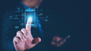 Cybersecurity concept, user privacy security and encryption, secure internet access Future technology and cybernetics, screen padlock. Internet network data protection, anti hacker, cybercrime photo
