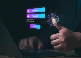 Cybersecurity concept, user privacy security and encryption, secure internet access Future technology and cybernetics, screen padlock. Internet network data protection, anti hacker, cybercrime photo