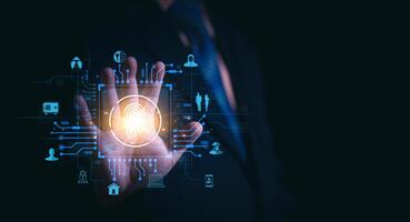 Cybersecurity concept, user privacy security and encryption, secure internet access Future technology and cybernetics, screen padlock. Internet network data protection, anti hacker, cybercrime photo