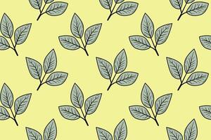 Hand drawn floral pattern design. Simple ornament with plant and leaf. vector