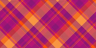 Simple pattern textile background, editable tartan seamless . Tie check fabric plaid texture in pink and orange colors. vector