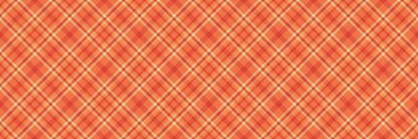 Hippy plaid texture fabric, preppy check tartan. Presentation pattern textile background seamless in orange and red colors. vector