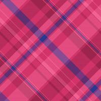 Warmth textile seamless fabric, gorgeous plaid pattern background. Marriage check tartan texture in pink and blue colors. vector