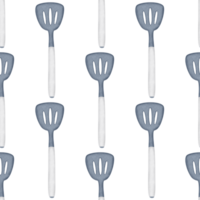 Slotted spatula seamless pattern with transparent background in a noise grainy texture style breakfast concept, illustration png