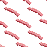 Bacon seamless pattern with transparent background in a noise grainy texture style breakfast concept, illustration png