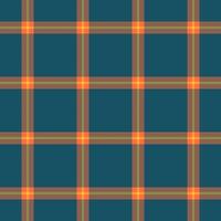Hippy texture seamless textile, birthday plaid fabric . Soft background pattern check tartan in orange and cyan colors. vector