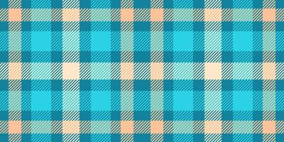 Composition seamless fabric plaid, tie pattern background. Indigo textile texture check tartan in cyan and orange colors. vector