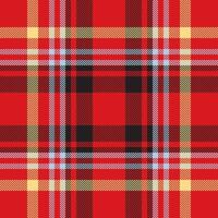 Plaid check pattern in orange and red colors. Seamless fabric texture. Tartan textile print. vector