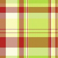 Festive tartan background seamless, vibrant textile texture. Artistic pattern fabric check plaid in lime and red colors. vector