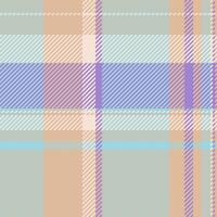Elegant pastel plaid pattern featuring diagonal stripes in soft beige, light blue, and lavender. Ideal for fashion, textile, and website backgrounds. Adds a touch of sophisticated charm to any design. vector