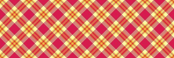Wool tartan textile, neat plaid check seamless. Trade pattern background texture fabric in red and yellow colors. vector