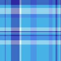 Fold texture plaid textile, rough background seamless pattern. Home check tartan fabric in cyan and blue colors. vector