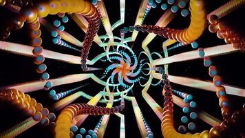 Colorful symmetric patterns. Hypnotic motion. symmetrical fractal design looped animation, Dynamic ethnic abstract texture. 4K. UHD video