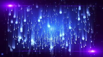 Abstract digital background with glowing neon particles, particle rain. movement of a stream of glowing bright lines of particles. Seamless loop abstract background video