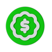 Badge Dollar 3D Icon - Medium View at 90 Degrees png