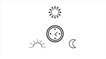 Day, night and sunset clock loop 2d animation free video