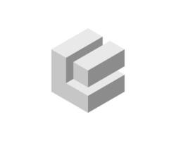 Cube logo, geometric design. Box logotype company, trendy tech emblem in pixel style. vector