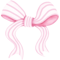 Delicate pink ribbon with white stripes tied into an elegant bow. on a transparent background Emphasize soft and feminine features. This image evokes feelings of sweetness and celebration. png
