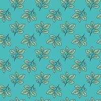 Hand drawn floral pattern design. Simple ornament with plant and leaf. vector