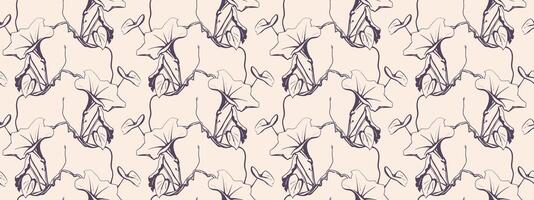 Hand drawn floral pattern design. Flower drawing simple ornament. vector