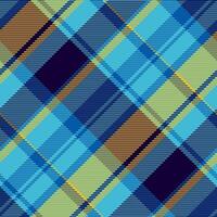 Naked plaid check pattern, basic background textile . Ragged seamless tartan texture fabric in cyan and dark colors. vector