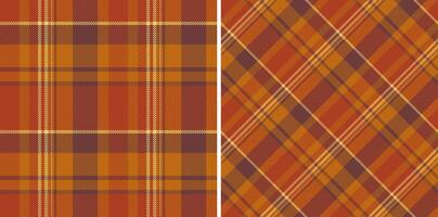 Fabric tartan of plaid check seamless with a pattern texture textile background. Set in warm colors. Stylish gingham patterns for clothing. vector