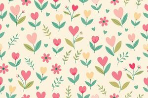 Delicate Floral Pattern with Hearts for Spring Summer Designs vector