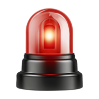 3d red siren warning light on transparent background png