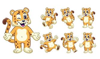 Cartoon Character Set of Happy Leopard vector