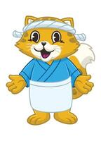 Happy Cat Japanese Chef Mascot Character vector