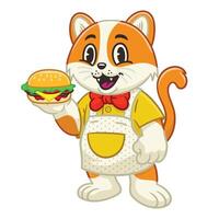 Happy Calico Cat Chef Mascot Character vector