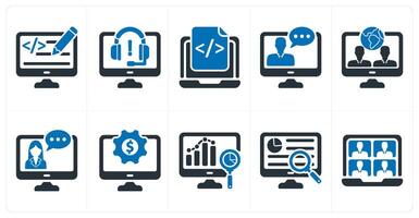 A set of 10 business icons as web designing, online support, web development vector
