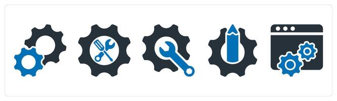 A set of 5 business icons as settings, support, technical support vector