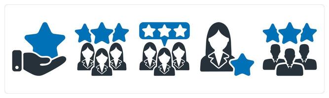 A set of 5 business icons as star feedback, expert team, customer feedback vector