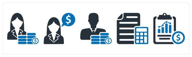 A set of 5 business icons as earning, financial expert, calculation vector