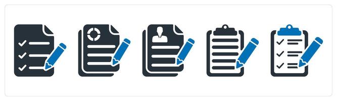 A set of 5 business icons as checklist, business report, job application vector