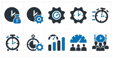 A set of 10 business icons as time is money, time management, performance vector