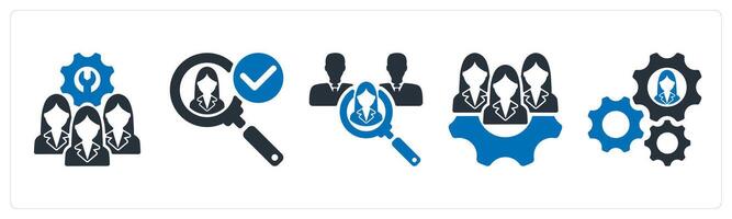 A set of 5 business icons as technical team, find candidate, recruitment vector