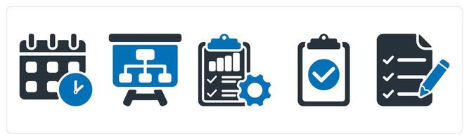 A set of 5 business icons as meeting schedule, planning, business project vector