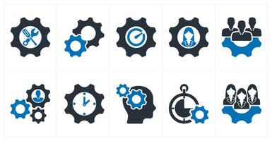 A set of 10 business icons as support, settings, performance, employee management vector