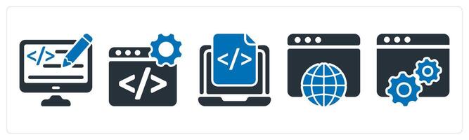 A set of 5 business icons as web designing, web development, web browser vector