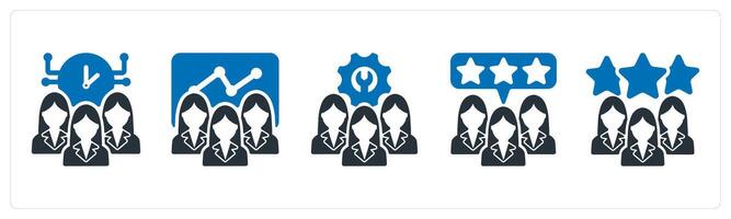 A set of 5 business icons as time management, efficient team, technical team vector